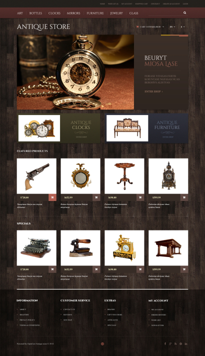 Купить готовый дизайн интернет-магазина античных товаров №757