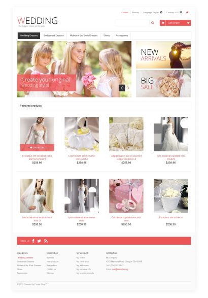 Готовый дизайн для интернет-магазина свадебных товаров №1549