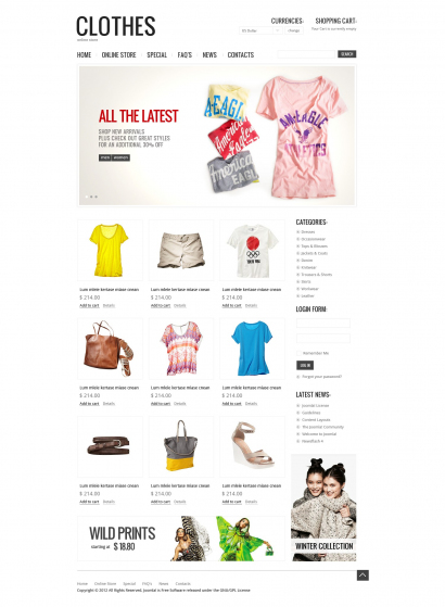 Готовый дизайн для интернет-магазина одежды №1826