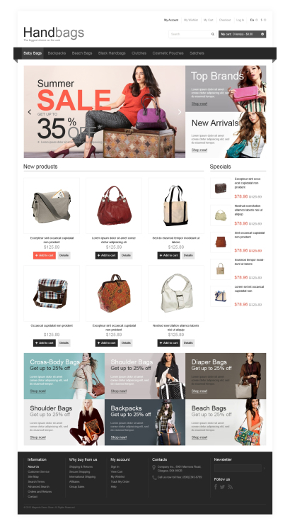 Купить готовый дизайн для интернет-магазина сумочек №2052