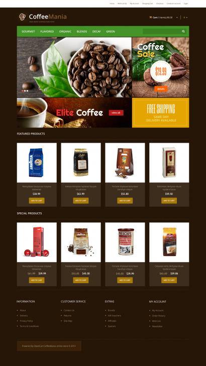 Купить готовый дизайн для интернет-магазина кофе №2387