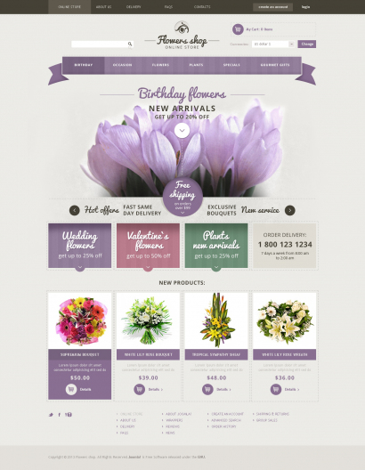 Готовый шаблон для интернет-магазина цветов №2692