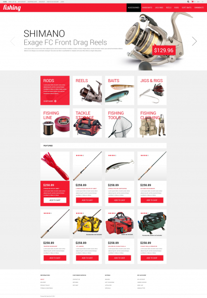 Готовый дизайн интернет-магазина товаров для рыбалки №2867