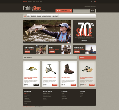 Купить готовый дизайн интернет-магазина товаров для рыбалки №2887